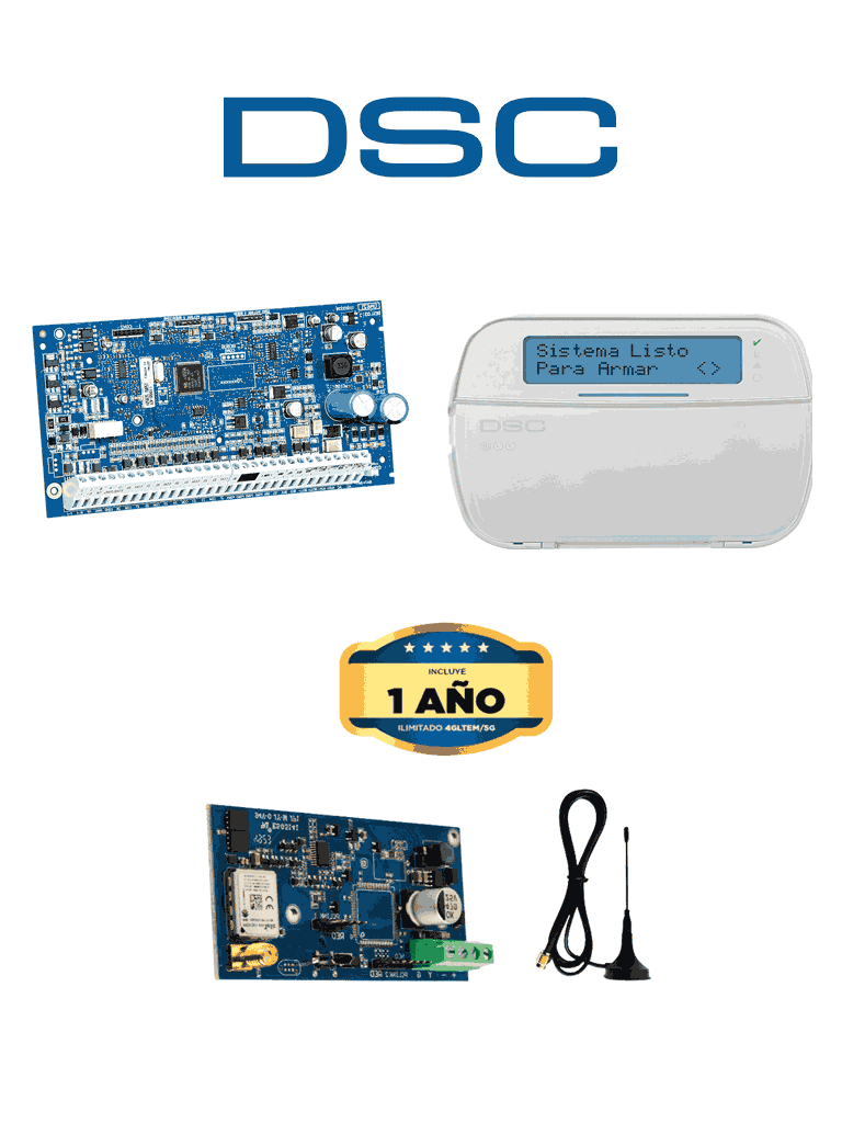 DSC NEO-LCD-LE4050M ACTUALIZACION- Kit Neo 32 Zonas  Panel HS2032 / Teclado Alfanumérico HS2LCDN/   Comunicador LE4050m con 1 año de servicio  