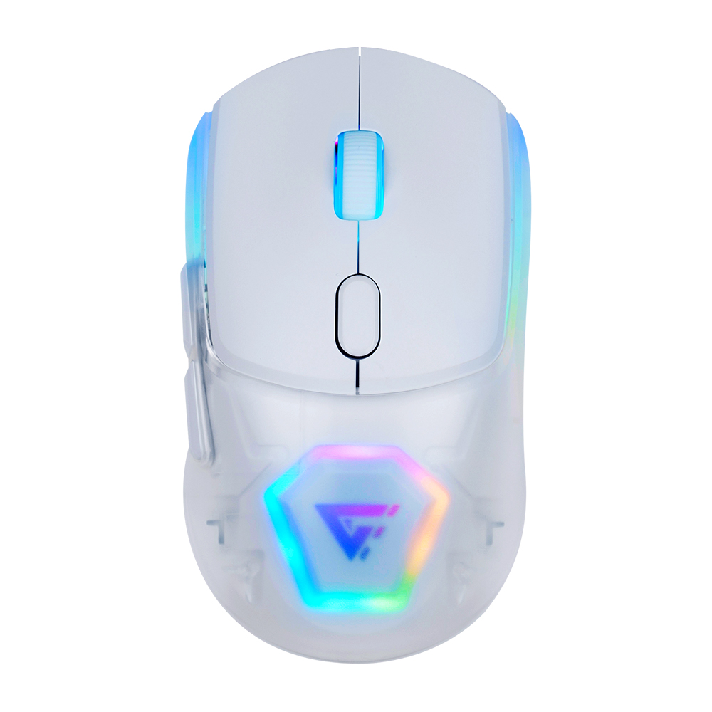 MOUSE GAME FACTOR CARCASAS INTERCAMBIABLES 2.4G+BT P3395 26K DPI RG BLANCO (MOW700-WH)