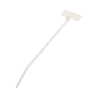 Cincho de Identificación Tipo Bandera, 109 mm largo x 2.4mm ancho, Área de Marcado de 7.9 x 19.1 mm, Nylon 6.6, Color Natural, Bolsa de 100pz 