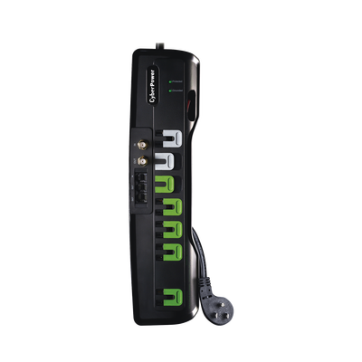Multicontacto Con Supresor de Picos, Voltaje de Entrada 125 Vca NEMA 5-15P, Con 7 Salidas NEMA 5-15R, 1950 Joules, Protección RJ11 y Coaxial RG6