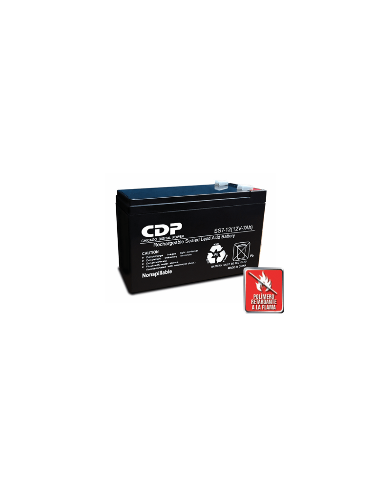 CDP Batería - B-12/7  SLB 12-7 / Batería Modelo B-12 / 7 / 12V a 7A / Libre de manteniento / Facil instalación / Compatible con CCTV y DSC #CDPDL #PROMOCDP