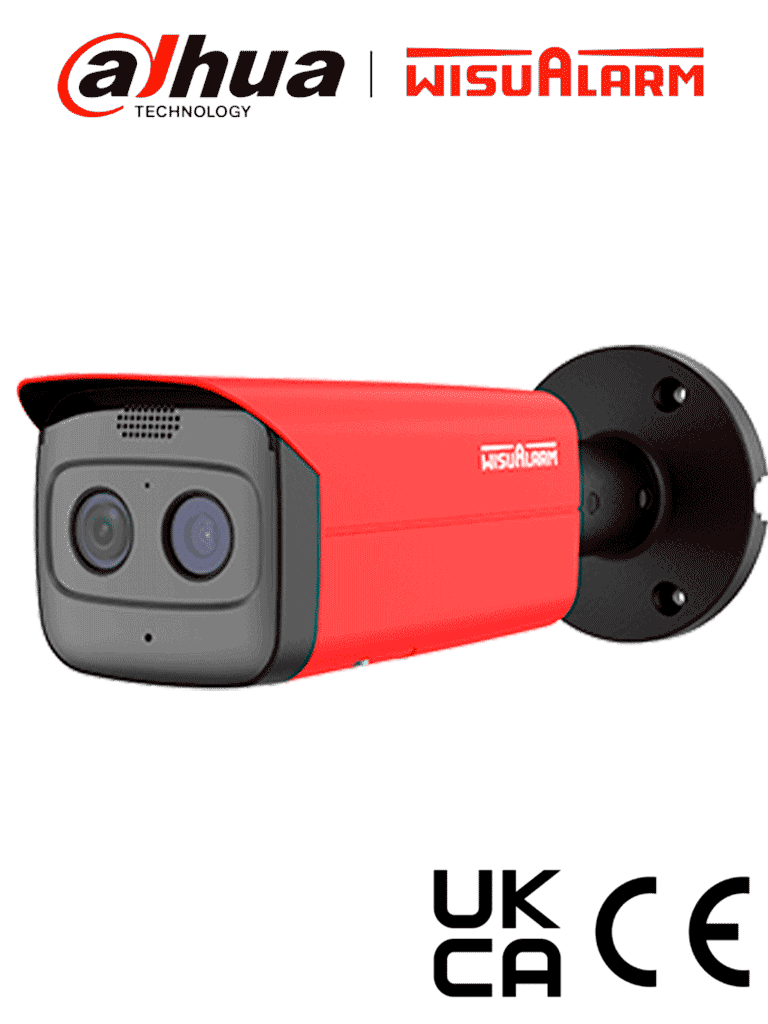 DAHUA WISUALARM HY-FT431LFP -Cámara IP Térmica Detección de Fuego de 4 MP/ Detector VOx de alta sensibilidad/ Detección Incendio, Alarma de Punto Frio y Caliente/ E&S de Alarma/Ranura de MicroSD, Micrófono, Bocina de 70dB/IP67#LoNuevo #Wisualarm #MCI1 #WR