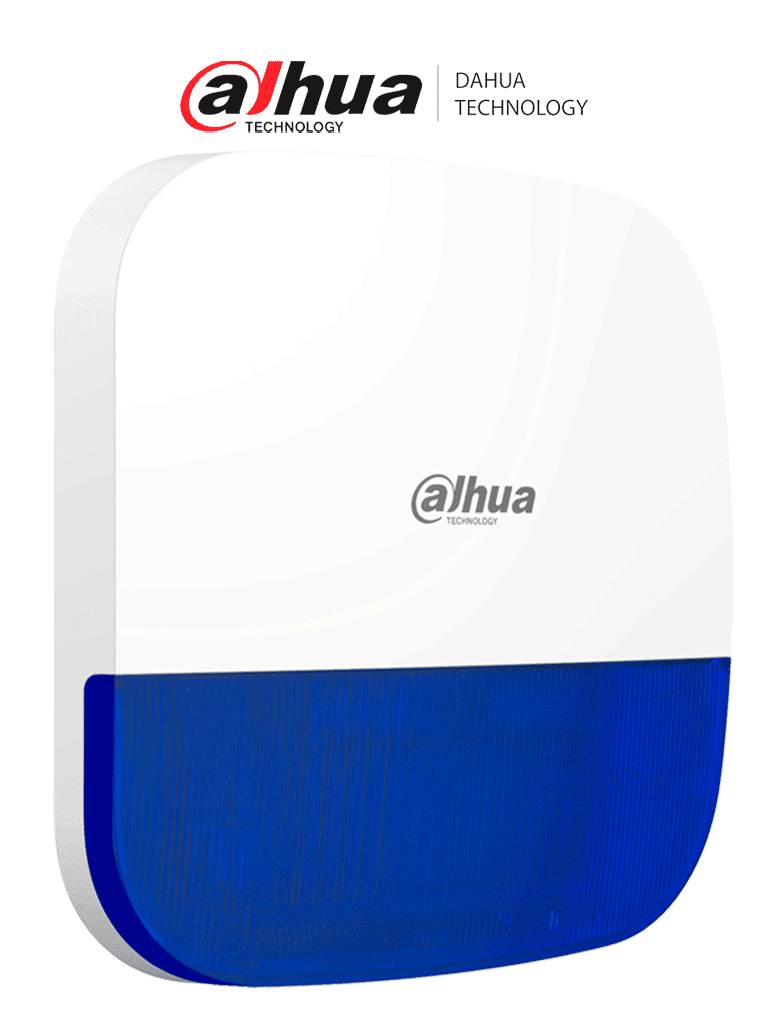 DAHUA DHI-ARA13-W2 - Sirena Inalámbrica para Exterior con Estrobo Azul/ 110dB/ Múltiples sonidos de Alarma/ IP65/ Alarma de Batería Baja/ #AlarmasDahua 