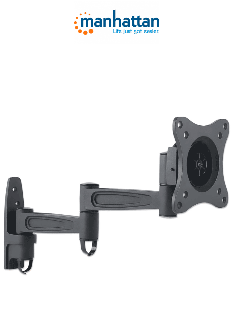 MANHATTAN 423670 - Soporte de Pared para Pantallas de 13 a 27"/ 15 Kg de Carga/ Brazo Articulado/ Distancia a la Pared de Hasta 40.8 cm/ Ajuste Horizontal y Vertical/ VESA 75/ 100/ (Sobre Pedido) #I&MBFIN