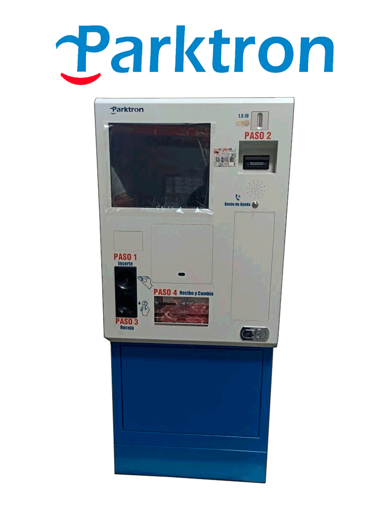 PARKTRON APS220C -  Cajero Automatico para sistema de cobro con tecnologia Chipcoin/ Display touch de 17 pulgadas/ Acepta billetes y monedas/ Sobrepedido
