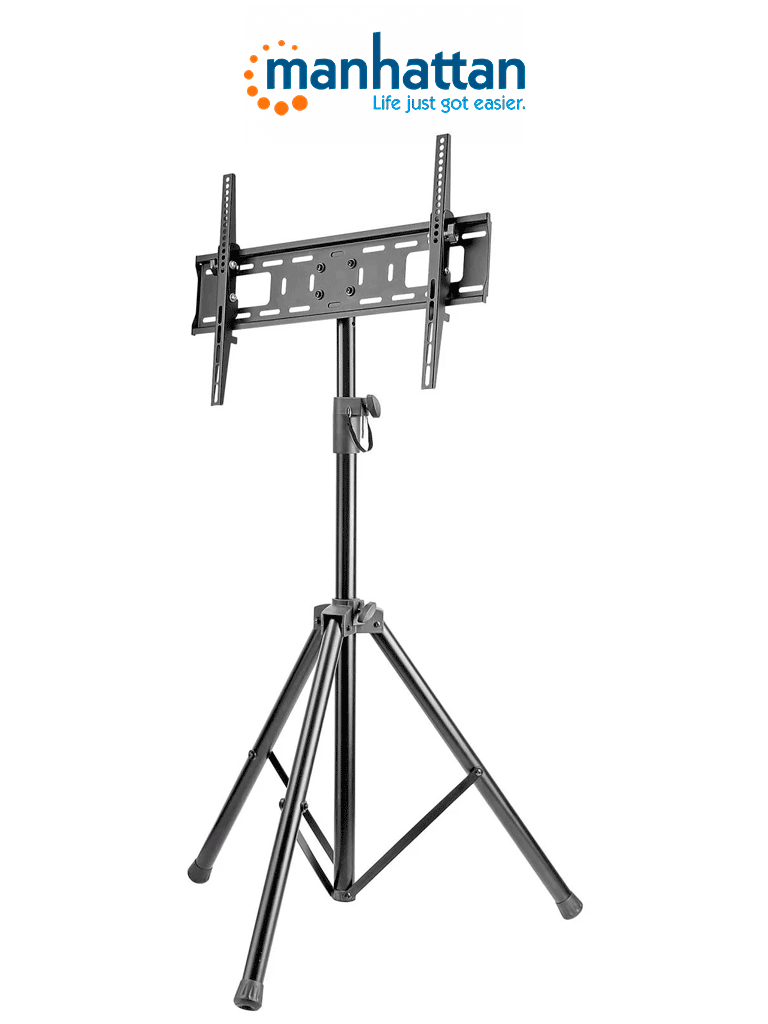 MANHATTAN 461412- Soporte de Piso para Pantallas de 37 a 70 Pulgadas/ 35 Kg de Carga/ Trípode con Ajuste de Altura de 1.24 a 1.88 Mts/ Ajuste de Inclinación/ VESA 200/ 400x200/ 300/ 400/ 600x400/