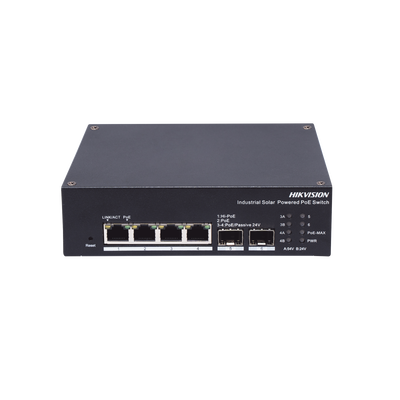 Switch Industrial Administrable Gigabit / 3 Puertos Gigabit PoE+ (30 W) + 1 Puertos Gigabit PoE++ (60 W) / 2 Puertos SFP / 120 W Total / 48 a 57 VCD / Ideal para Proyectos / 300 Metros de Distancia