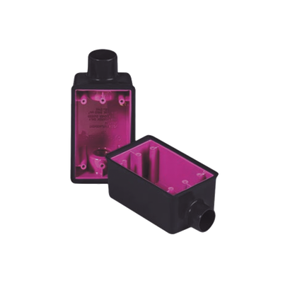 Caja Rectangular de 3/4" / 1 Entrada / Con Recubrimiento exterior de  PVC e interior Purpura.