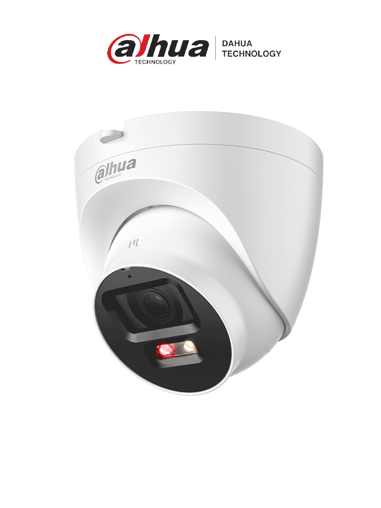DAHUA IPC-HDW2549T-S-PV - Cámara Domo IP de 5 MP/ 30 Mts de Iluminador Dual Inteligente/ Disuasión activa/ Lente 2.8mm/ SMD Plus/ Protección perimetral, Micrófono y Bocina integrados/Audio dos Vías/ IP67/ Ranura MicroSD #LoNuevo #MCI1 #LDM #ILD #DAI