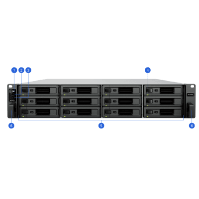 Unidad de Expansión Synology RX1225RP / 12 Bahías para Unidades 3.5" y 2.5" SATA HDD/SSD / Intercambio en Caliente / Fuentes de Alimentación Duales / Montaje en Rack 2U / Garantía de 5 Años