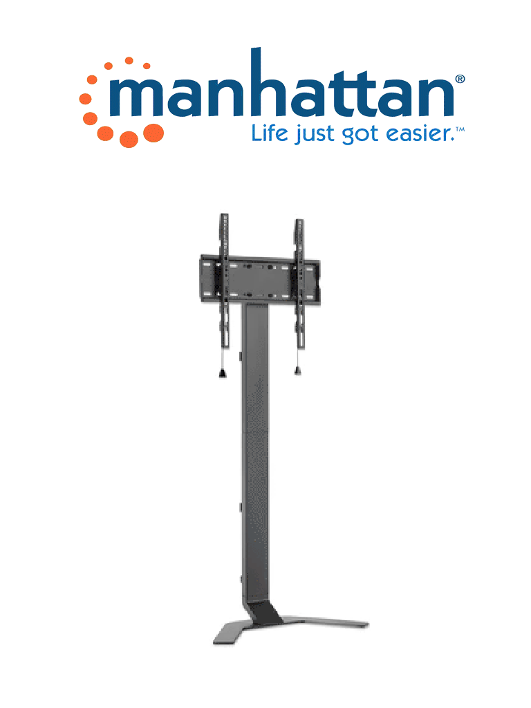 MANHATTAN 462044 - Soporte de piso para TV Soporta una pantalla de 32 "a 70" de hasta 40 kg, inclinación de -10 a 3°, altura ajustable, se adapta al sistema de montaje VESA de la pantalla, construcción de aluminio y acero, negro (Sobre Pedido) #I&MBFIN