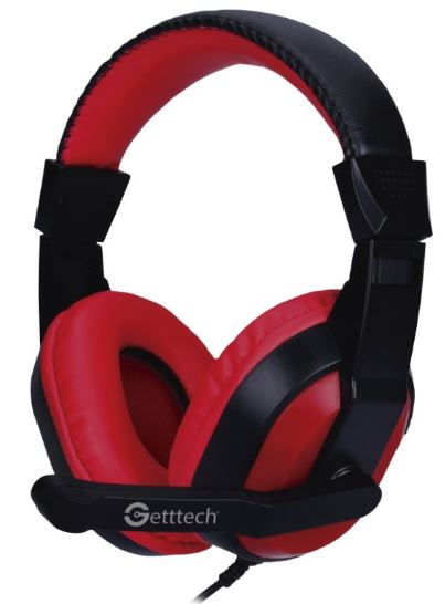 DIADEMA HEADSET GETTTECH GH-2100 STREAM 3.5MM/C MIC/NEGRO/C ROJO
