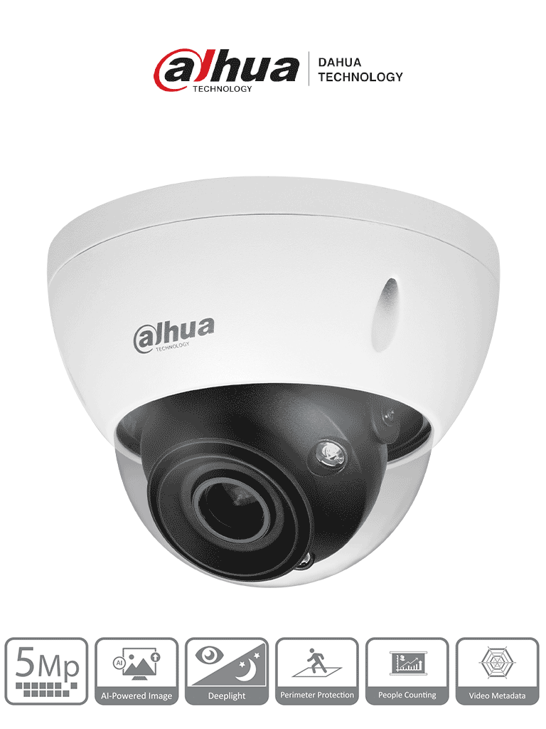 DAHUA  IPC-HDBW5541E-ZE - Cámara IP Domo 5MP con WizMind y Lente Motorizado 2.7-13.5 mm, LED IR 40m, 114°, H.265+, Metadatos, SMD 3.0, Acupick, E/S de Alarma y Audio, Micro SD, IP67, IK10, ePoE. Ideal para seguridad avanzada.