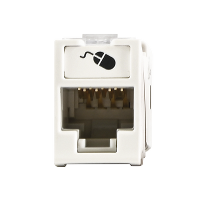 Jack UltraMAX Cat6, UTP, Montaje híbrido en Placa de Pared (Plano y Angulado), Color Blanco, Punch Down