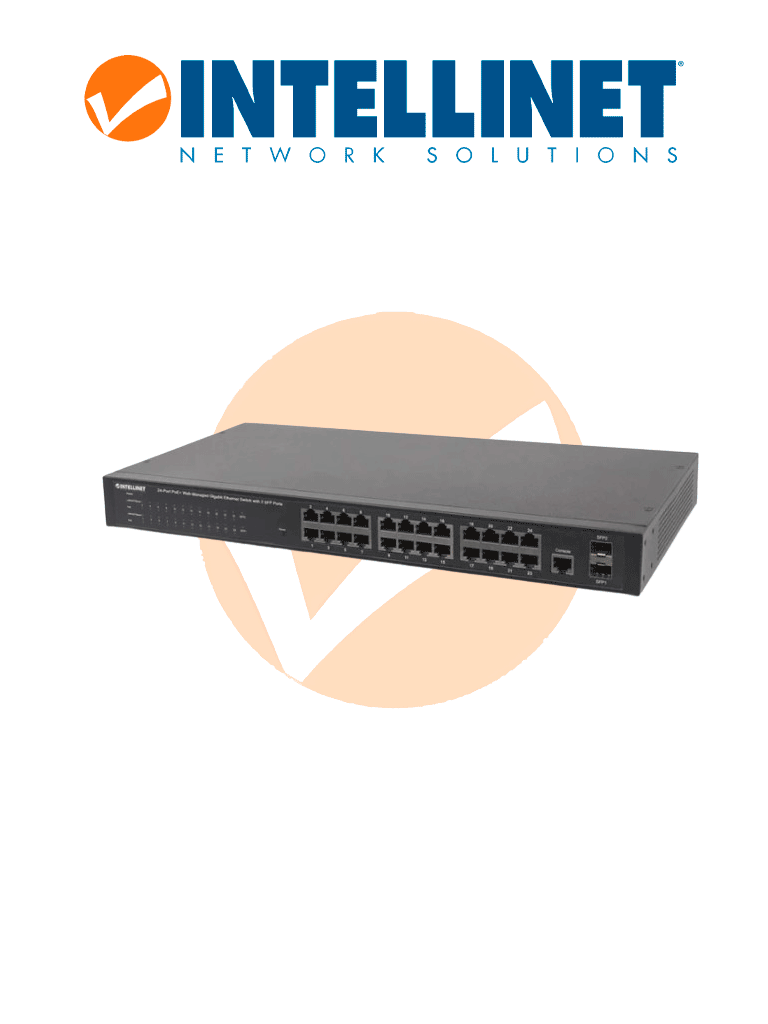 INTELLINET 560559 - Switch Administrable por Web Gigabit Ethernet de 24 puertos PoE+ y 2 puertos SFP / 24 puertos PoE / Power over Ethernet estándares IEEE 802.3at/af (PoE+/ PoE), 2 puertos SFP, Endspan, para montaje en rack de 19" #I&MBFIN