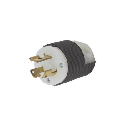 Clavija Industrial con Bloqueo de Media Vuelta / 15 A 250 V CA / 2 Polos 3 Hilos / Color Blanco y Negro / Nema L6-15P.