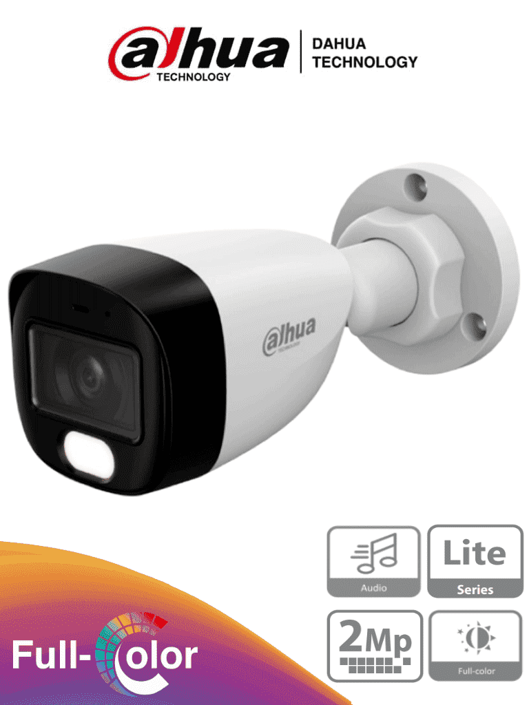 DAHUA HAC-HFW1209CN-A-LED-S3 - Cámara Bullet Full Color 1080p/ Llente de 2.8 mm/ 107.8° de Apertura/ Micrófono Integrado/ 30 Metros de Luz Visible/ DWDR/ Starlight/ IP67/ Compatible con CVI/AHD/CVBS/ #LoNuevo #M1
