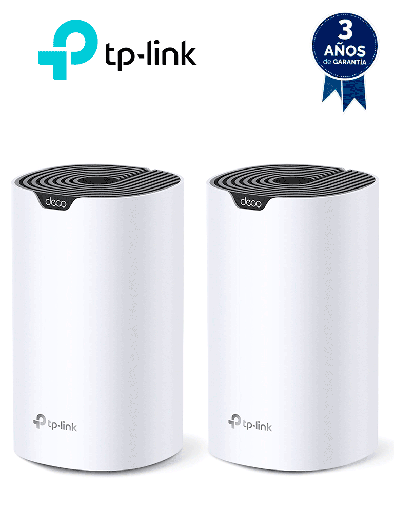 TP-LINK DECO S7 (2-Pack) - Kit de 2 routers inalámbricos MESH para hogar de doble banda Wi-Fi 5 AC1900 Mbps con 3 puertos Gigabit WAN/LAN, 3 antenas internas y administración en la app Deco (iOS, Android). (2 piezas) #O4