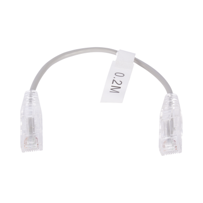 Cable de Parcheo Slim UTP Cat6 - 20 cm Gris Diámetro Reducido (28 AWG)