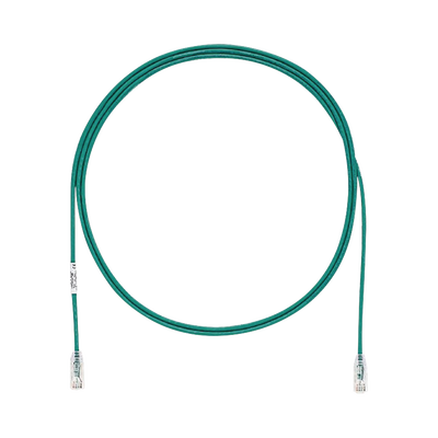 Cable de Parcheo TX6, UTP Cat6, Diámetro Reducido (28AWG), Color Verde, 7ft 