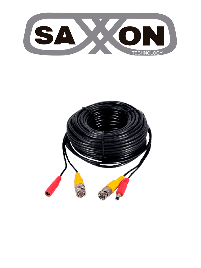 SAXXON SXWB50 - Cable Coaxial Siamés Armado / Conector BNC de Video / Conector de Alimentación / 50 Metros  / 100% Cobre / Optimizado para cámaras 4K / Uso en interior / #TVCSAX