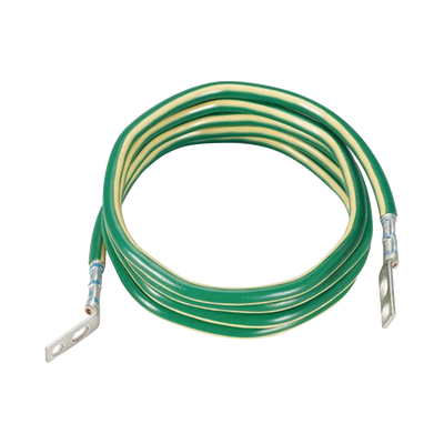 Jumper para Aterrizar Equipos, 6 AWG, con Terminal Doblada a 45 Grados y Terminal Recta, Para Conexión a Tierra y Terminal Recta Para Equipos, 1.8m de Largo