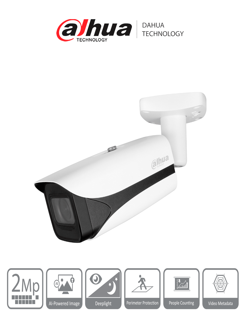 DAHUA IPC-HFW5241E-ZE - Camara IP Bullet 2 MP/ WizMind S/ IA Face Detection/ IR 60 mts/ Motorizado 2.7 mm–13.5 mm/ Aprendizaje Profundo/ E&S Alarma y Audio/ SMD3.0/ IP67/ IK10 #IMD #MCI2 #IPMC