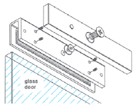 YLI MBK280UL - Soporte de Fijación tipo U para Puerta de Vidrio sin Marco / Compatible con Cerradura Magnética YM280NLED - Imagen 6