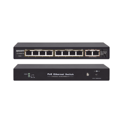 Switch PoE / 100 Metros PoE / 8 puertos 802.3af/at ( 132.5 W ) 10/100/1000Mbps + 2 puertos Uplink 