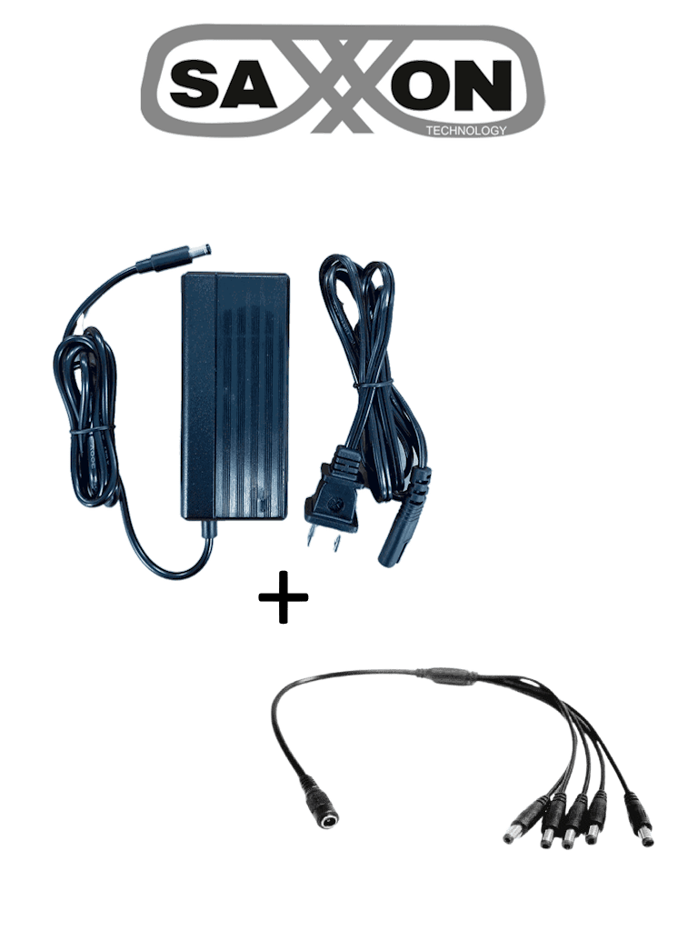 SAXXON KA3602SXF55PAQDIV5 - Fuente de Poder Regulada 12VCD 3Amper + 1 Divisor de Energía 5 Conectores macho