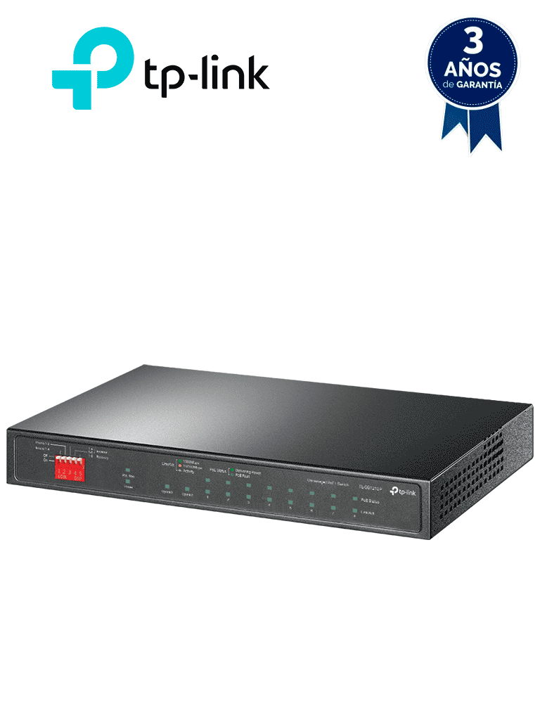 TP-LINK TL-SG1210P -  Switch de escritorio PoE+ no administrable con 8 puertos 10/100/1000 Mbps, 1 puerto 10/100/1000 Mbps (Uplink), 1 puerto SFP y capacidad de suministro de 63W.  #MARTPL1#TPLM1