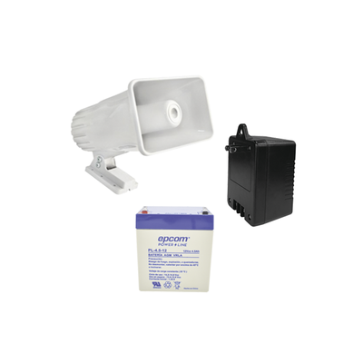 Kit de accesorios con Bateria 5.5 Ah, Transformador 16.5Vca  y sirena de 30 watts