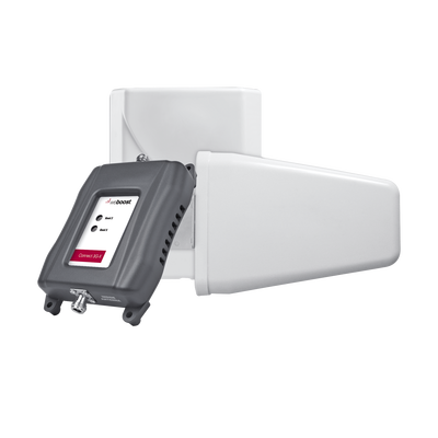 Kit repetidor Doble Banda para cobertura celular, especial para 3G (H+) y 2G (E), cubre áreas de hasta 800m²;. 70 dB de ganancia máxima. Bandas de frecuencia de 850MHz (Banda 5 o GSM850) y 1900MHz (Banda 2 o PCS1900).