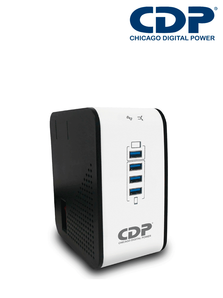 CDP R2CU-AVR1008 - Regulador de Voltaje de Escritorio / NEMA 5-15 / 1000VA / 500W / 8 tomas de salida / 1 Toma para carga de tablet / 3 Tomas para carga de smartphone #PROMOCDP
