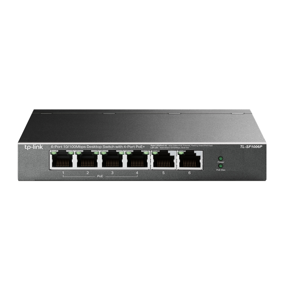 TP-LINK SWITCH POE  6 PUERTOS 10/100MBPS/POE + 4PUERTOS/ TL-SF1006P
