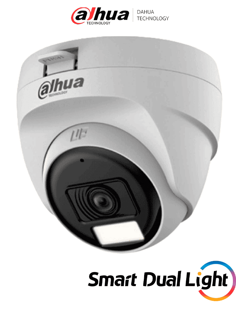 DAHUA HAC-T1A21N-U-IL-A - Cámara Domo de 2 Megapíxeles/ Lente de 2.8 mm Apertura Hasta 100°/ Iluminación Dual Inteligente Hasta 25Mts con IR & 20Mts Luz Calida/ Micrófono Integrado/ Policarbonato/ #LoNuevo