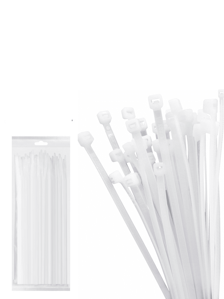 TCE LMG-SZS5X300B - Cincho de Nylon Color Blanco, Bolsa con 100 piezas, Medida 4.6mm Ancho X 300mm Largo, Certificación UL 94V-2