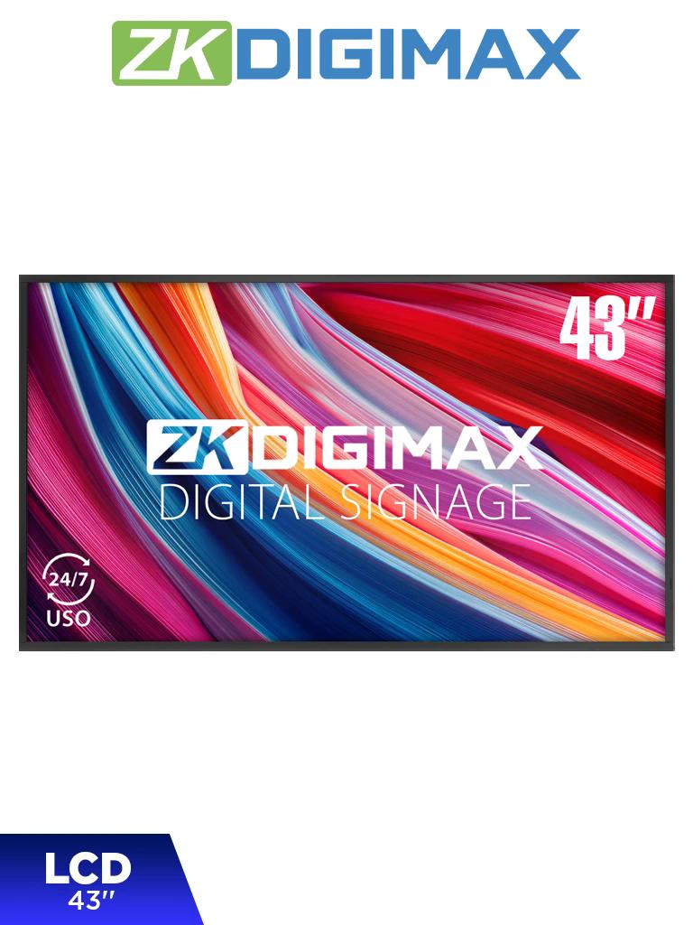 ZKDIGIMAX DG03A1W43 – Pantalla LCD Profesional 43", resolución 4K UHD, Android 9, 500 nits, Reproducción Inalámbrica, Videowall 5x5, Uso 24/7