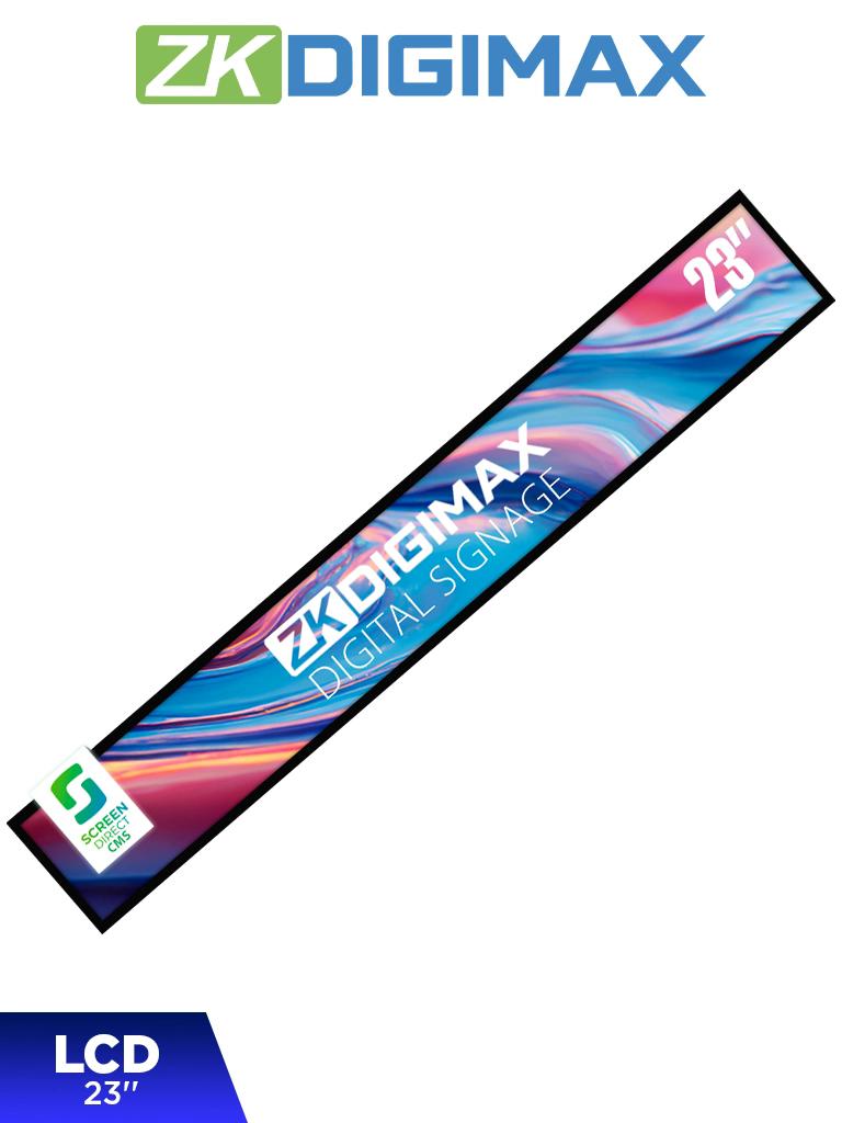 ZKDIGIMAX DG03S1W23 - Pantalla LCD Estrecha de 23" para Estantería, Ultrapanorámica, Resolución Full HD, Android 8.1, Alta Brillantez