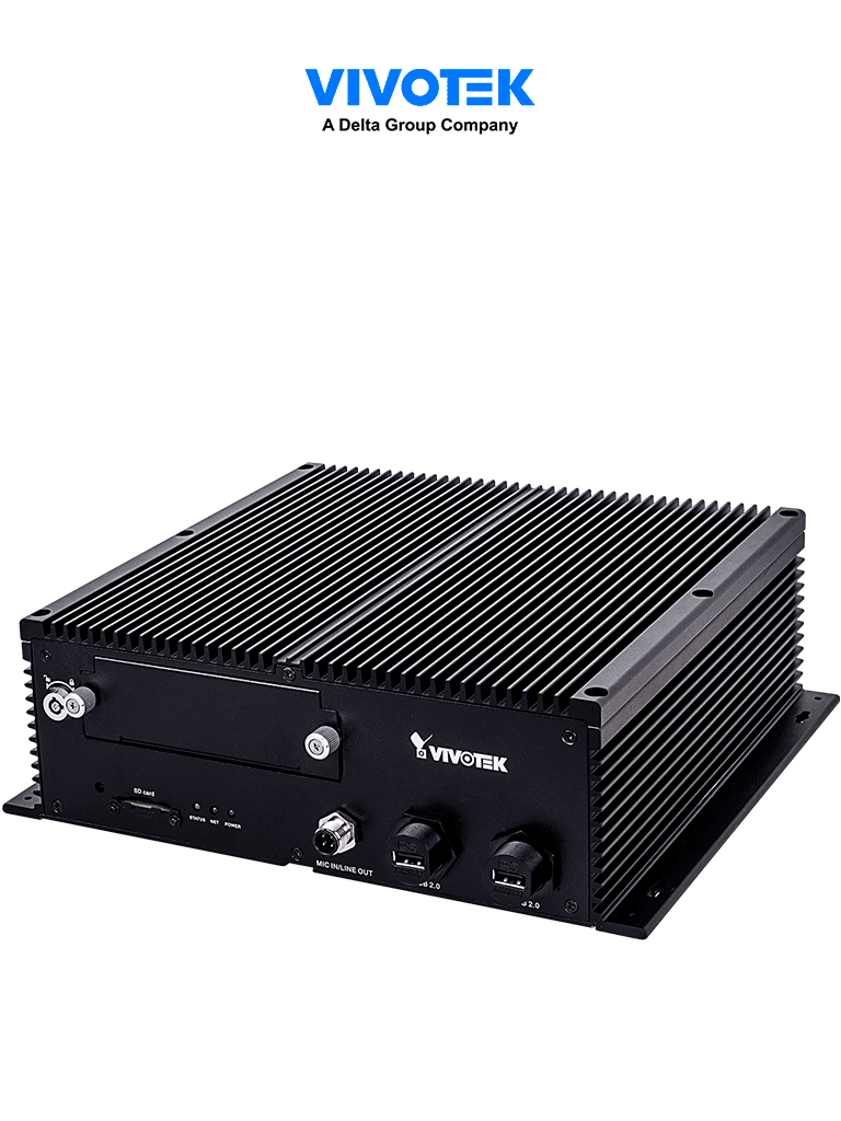 VIVOTEK NV9311PRJ45 - NVR móvil 8 canales H.264 & H.265 con  1 bahía 2.5'', 1 uplink RJ45 GB, 8 PoE AF/AT, WiFi, GPS, 4G, HDMI y VGA.