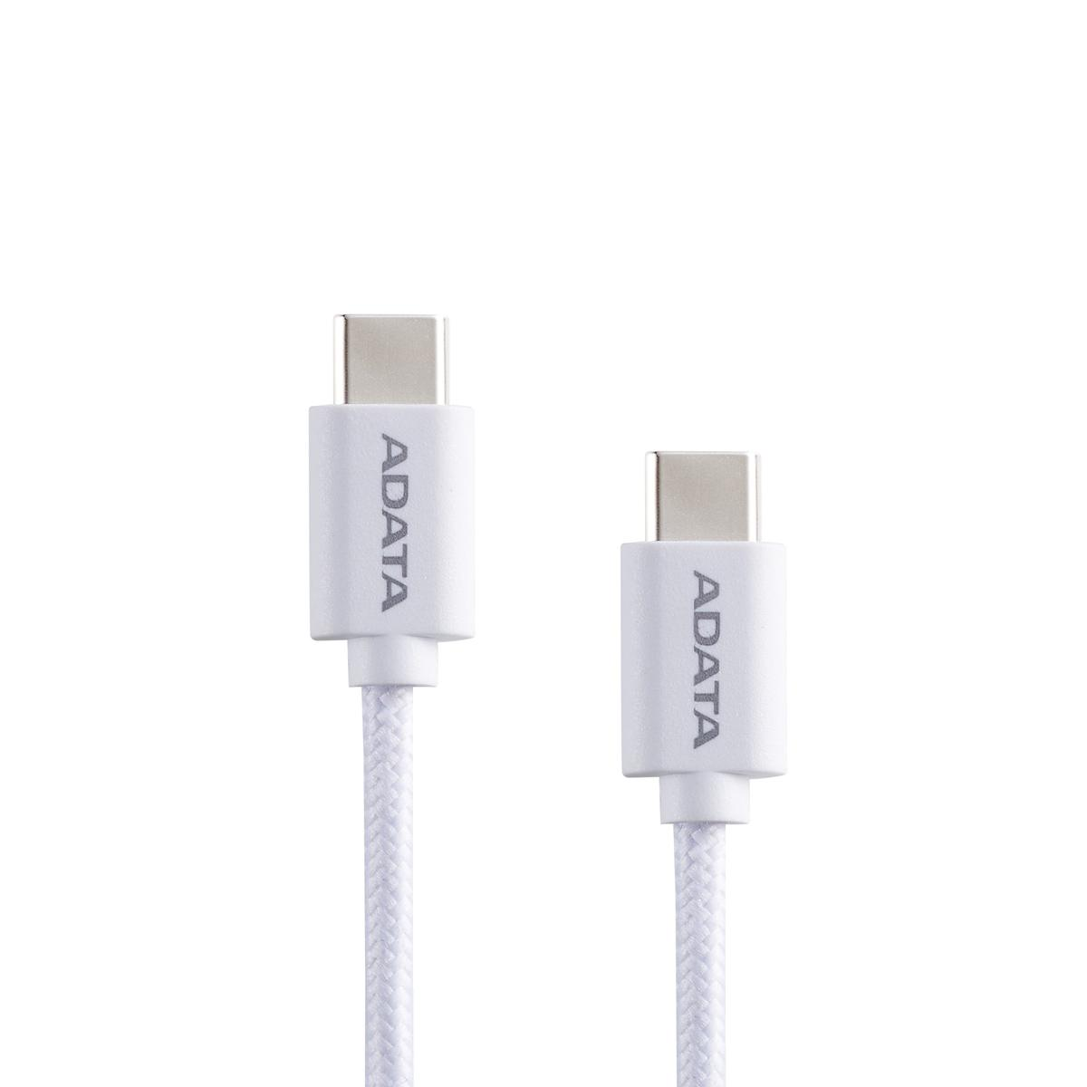 CABLE ADATA USB-C A USB-C 200CM NAILON TRENZADO BLANCO (CACC-200PN-WH)