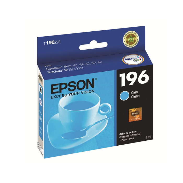 CARTUCHO EPSON T196 CYAN PARA XP-401 411 7ML T196220-AL