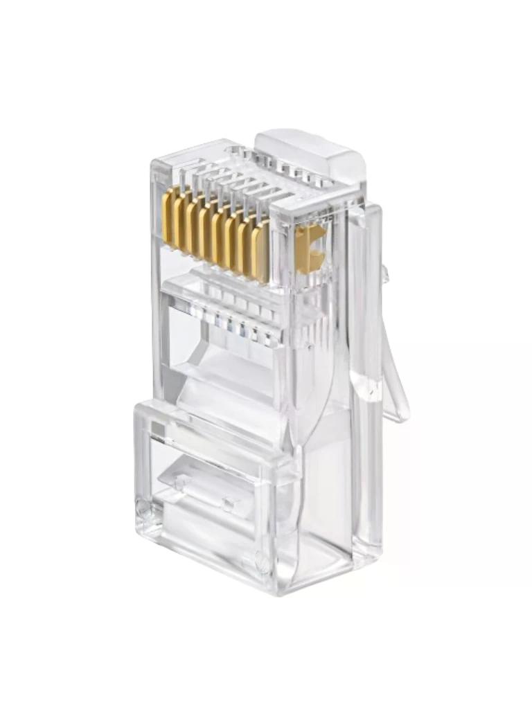 TCE LN-NET-RJCAT6-30u-PASS - Bote con 100 Plugs Pass through RJ45 Cat6 sin blindaje, chapado de oro a 30 micras