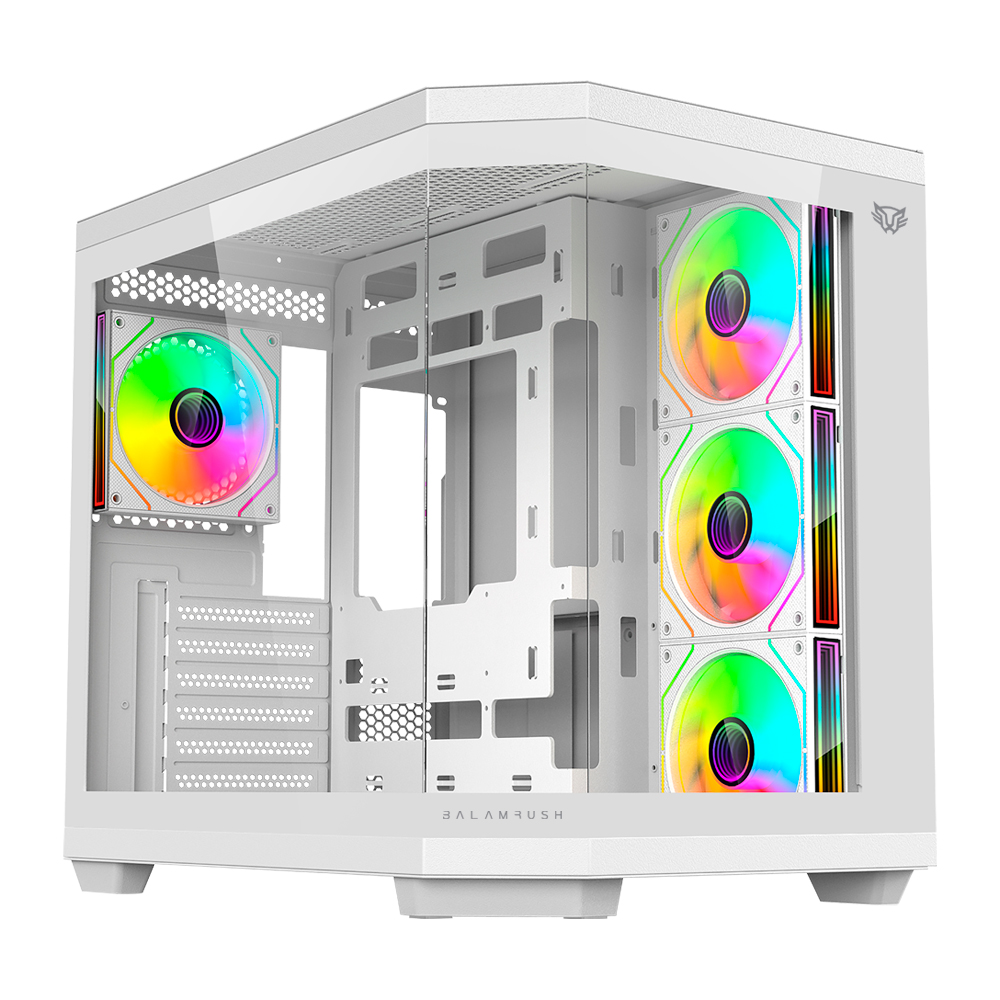 GABINETE BALAM RUSH TANK 9600 M-ATX CRISTAL ARGB  BLANCO BR-938686