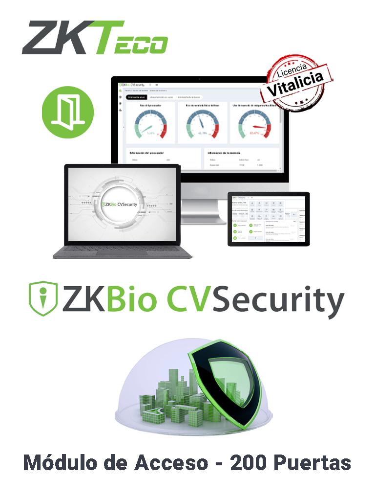 ZKTECO ZKBIOCVACP200 - Licencia Vitalicia para 200 Puertas en Control de Acceso BioCVSecurity / Hasta 30 000 Usuarios / 2,000 Departamentos