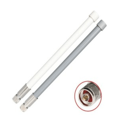 Antena Omnidireccional / Doble Banda 2.4 GHz y 5 GHz / Ganancia 7 dBi (2.4 GHz) y 10 dBi (5 GHz) / Exterior / Polarización Vertical / Conector N Macho 