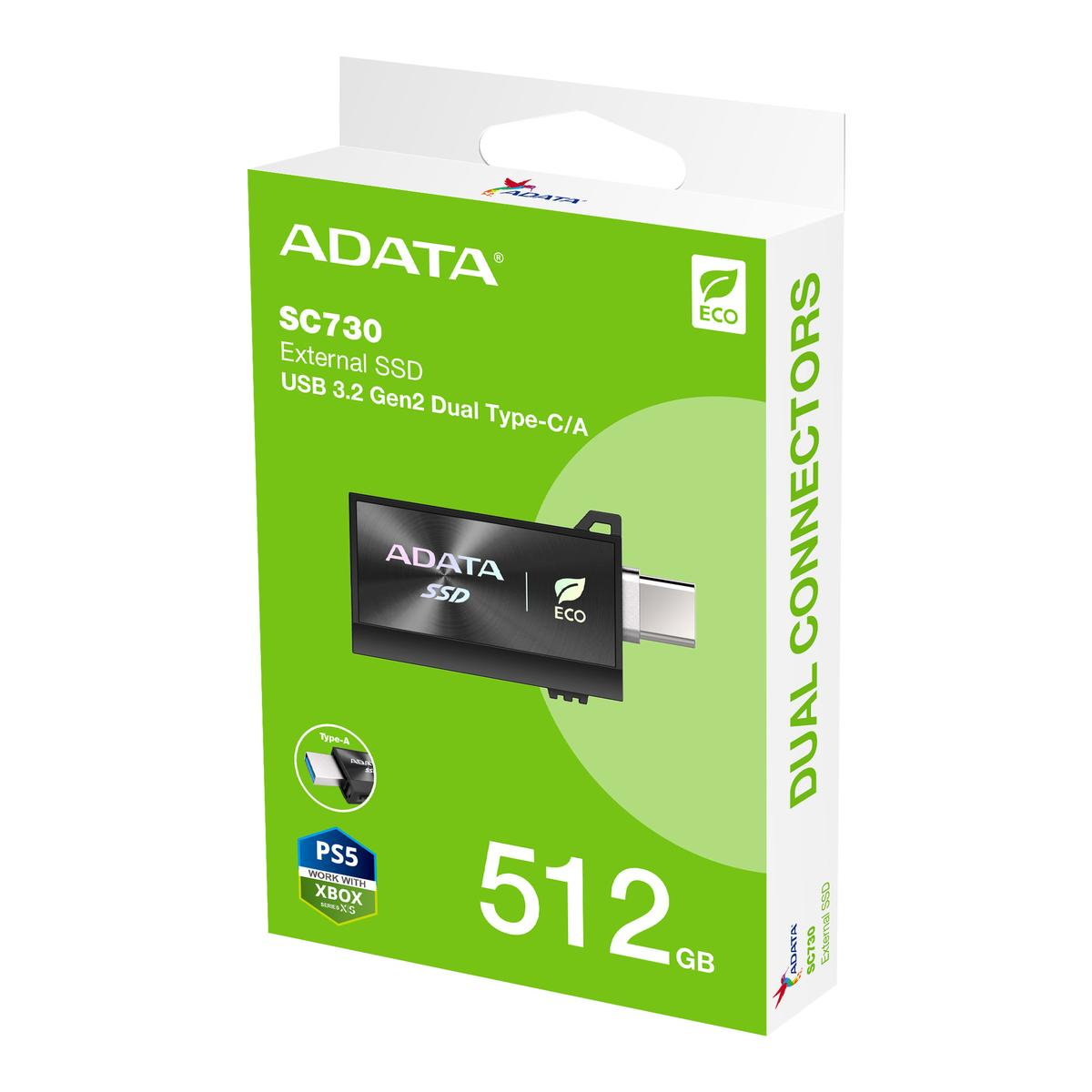 SSD EXTERNO ADATA SC730 512GB USB-C 3.2 600MB/S ECO (SC730-512G-CACTI)