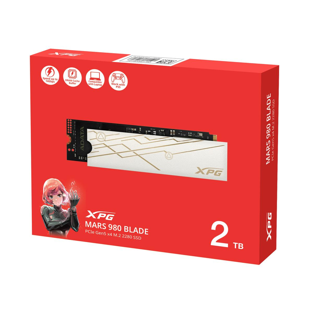 UNIDAD SSD M.2 XPG MARS 980 BLADE PCIE GEN 5X4 2TB (SMAR-980B-2TCS)
