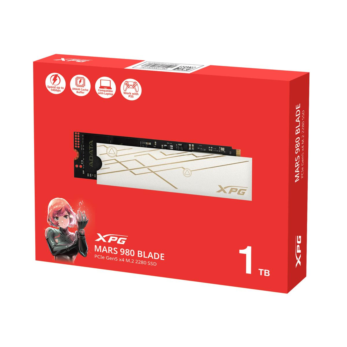 UNIDAD SSD M.2 XPG MARS 980 BLADE PCIE GEN 5X4 1TB (SMAR-980B-1TCS)