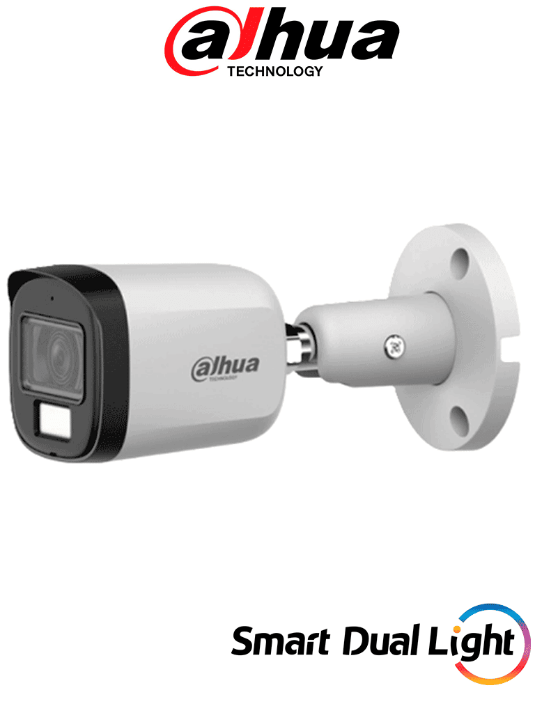 DAHUA DH-HAC-B2A51N-U-IL-A- Cámara Bullet 5 Megapixeles/ Lente 2.8 mm Apertura Hasta 106°/ Iluminación Dual Inteligente/ Iluminación Hasta 30Mts IR + 20Mts Luz Calida/ Micrófono Incorporado/ Metal/ Para Exterior IP67